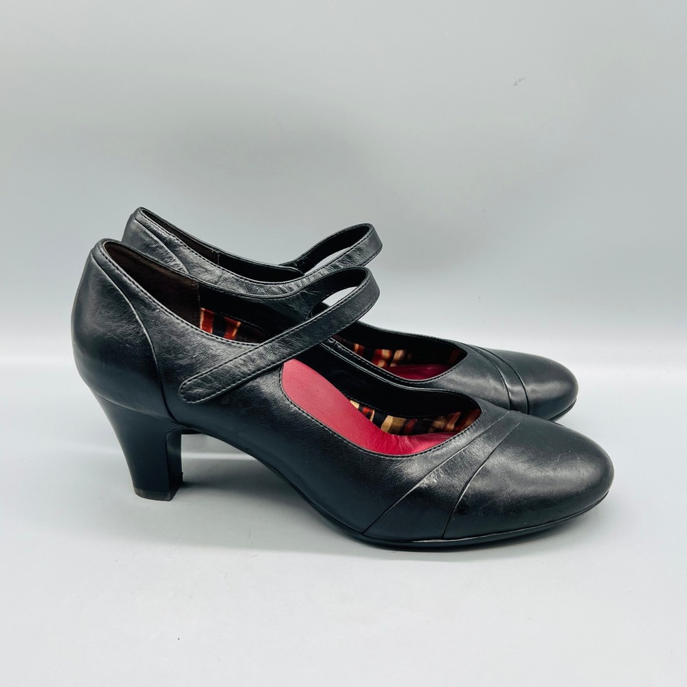 Abeo Shoes Women 8 Black Leather Harper Mary Jane Strap Pumps Heel Dress Classic